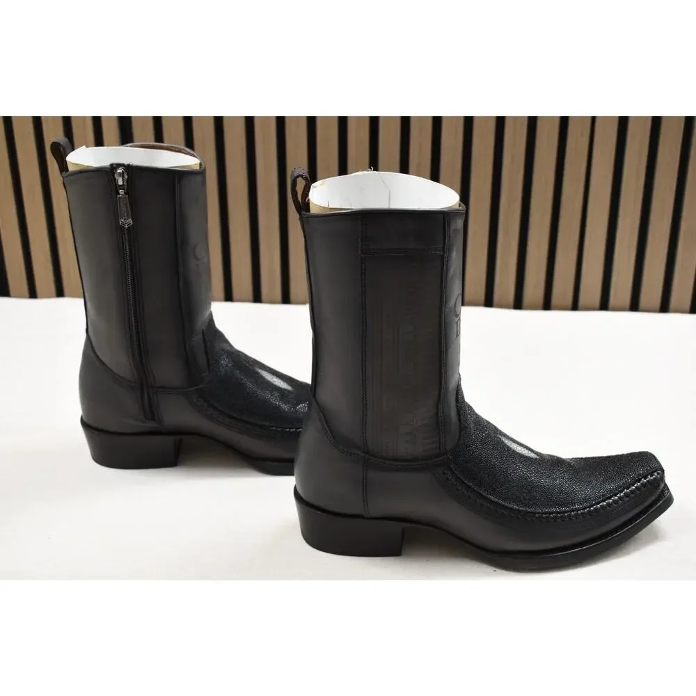 Cuadra Men's Black Stingray Laser Woven Narrow Sq. Toe Boot CU783 US Size 11 EE
